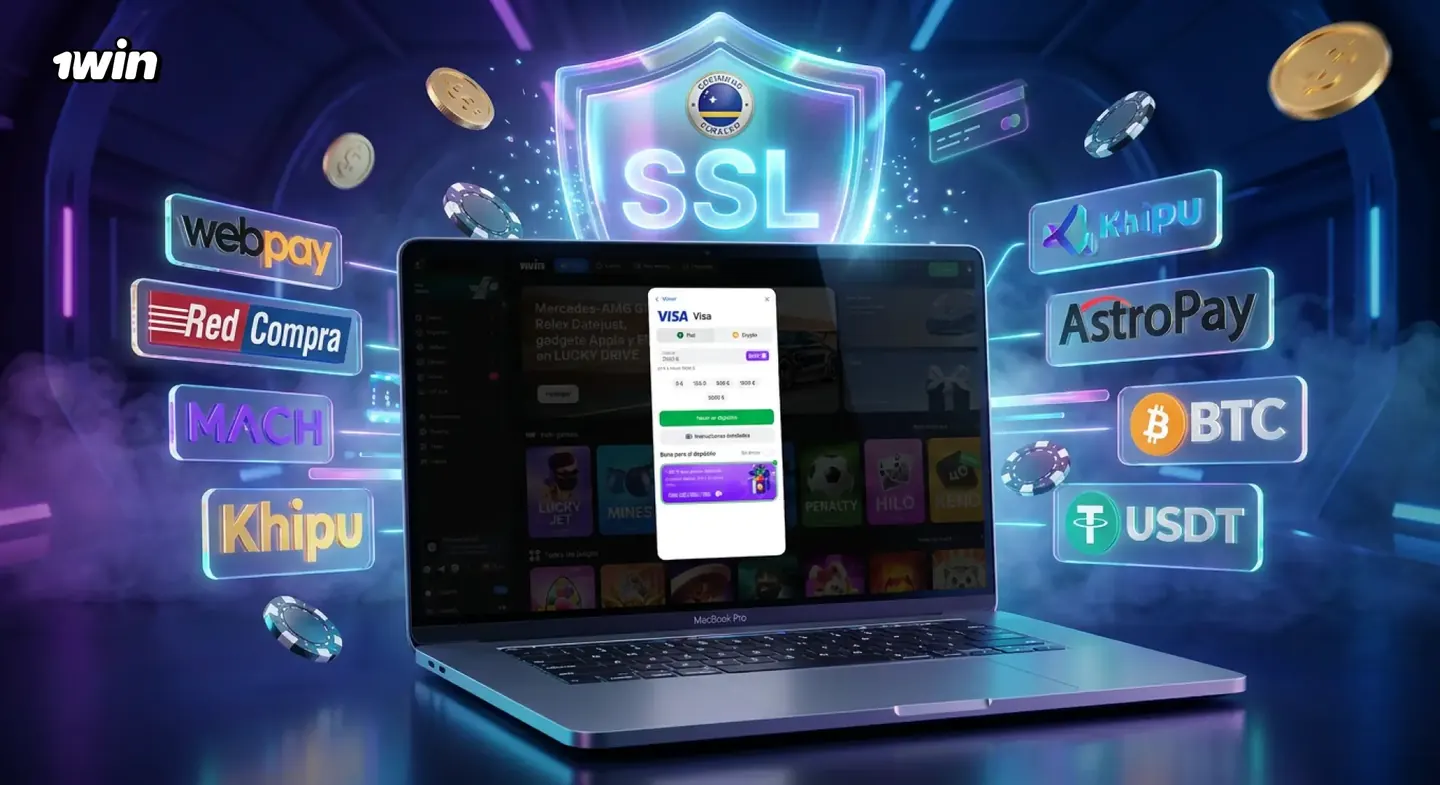 Caja de 1win con los métodos de pago chilenos y cifrado SSL